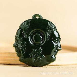 新疆和田玉青玉白玉一念之间吊坠精雕双面半魔半佛玉石玉器挂件