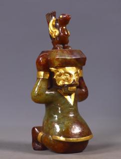 臻品旧藏老和田玉包金三星堆人 高15厘米,长7厘米,宽5.5厘米,重492克#
