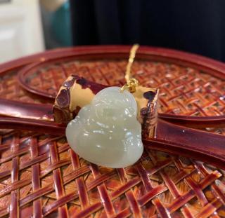 和田玉弥勒佛吊坠💎笑口常开福气到